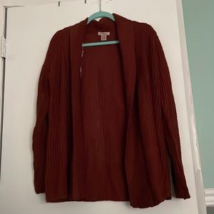 Burnt orange cardigan. Size small, never worn (no tags)